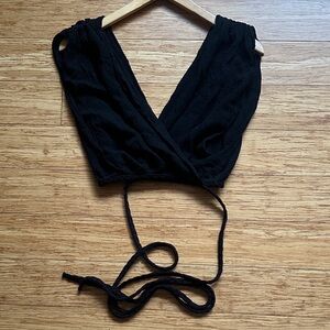 The Handloom Black Wrap Crop Top